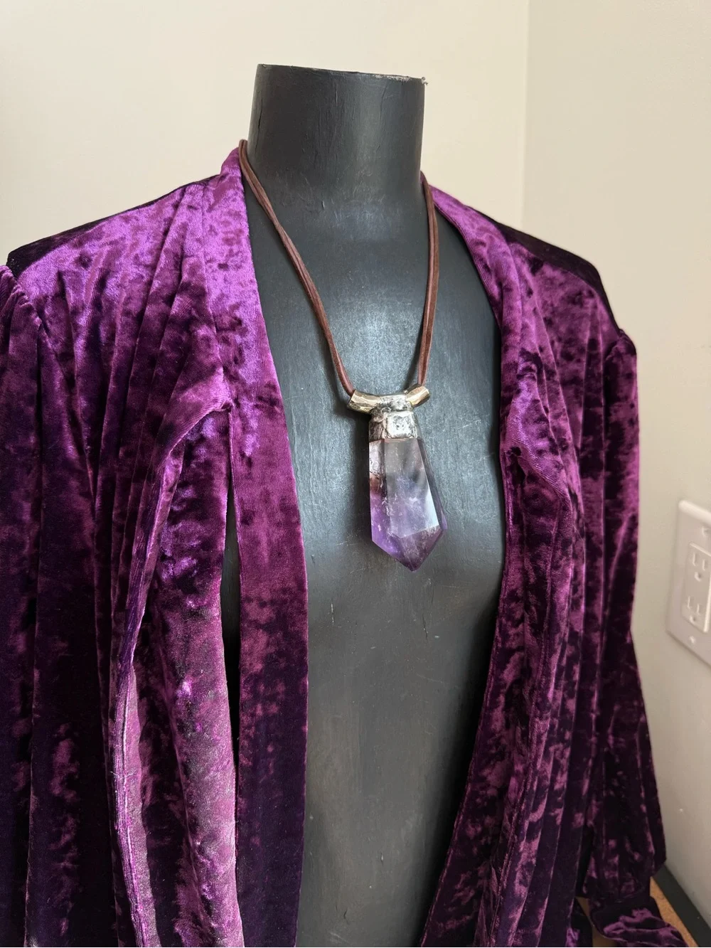 Amethyst Point Pendant Necklace statement jewelry chunky necklace boho gothic